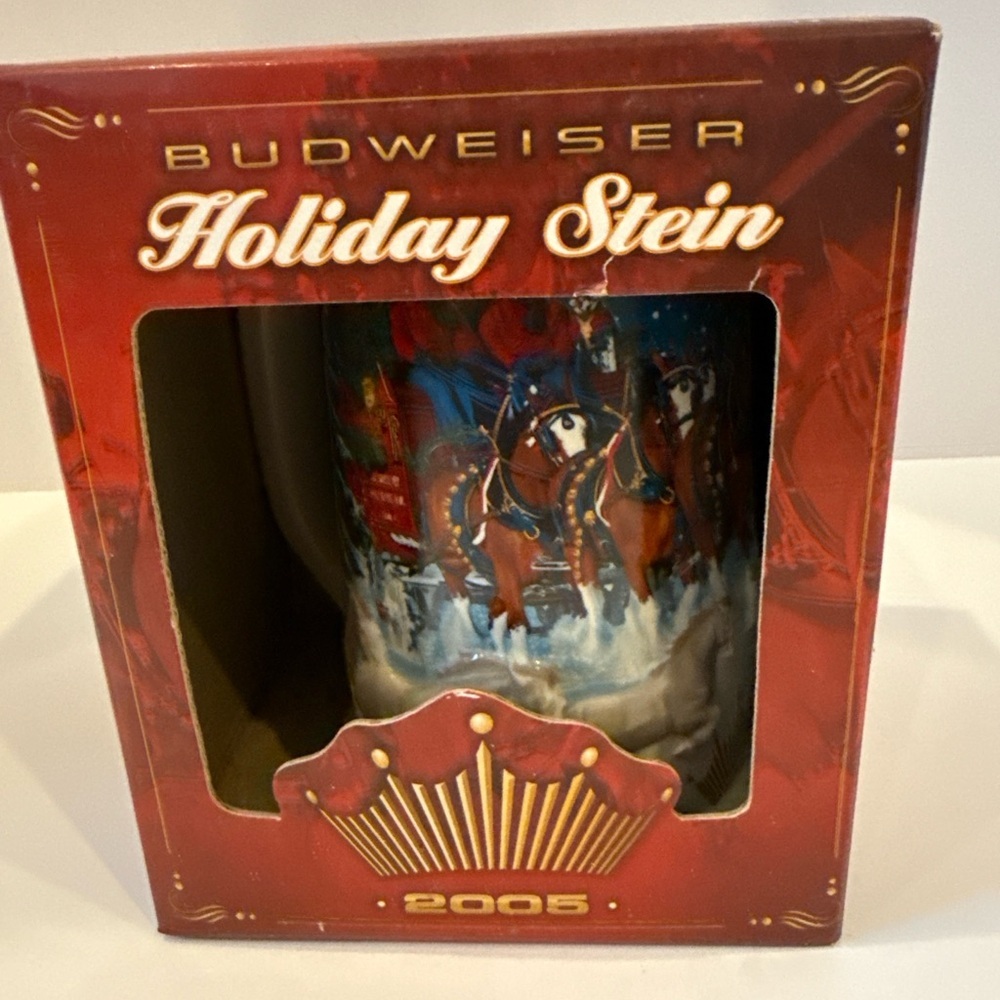🎄 Budweiser‎ Holiday Stein 2005 – Clydesdales – With Box & COA 🎁